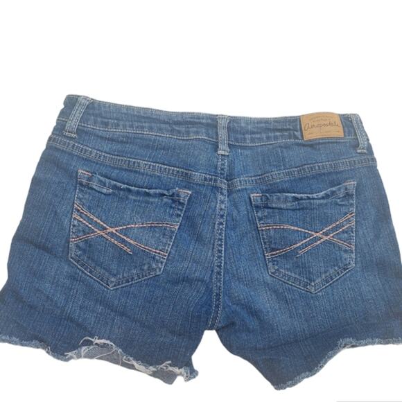 Aéropostale Cutoff jean Shorts distressed fringed hem Size 3/4 - Picture 3 of 3